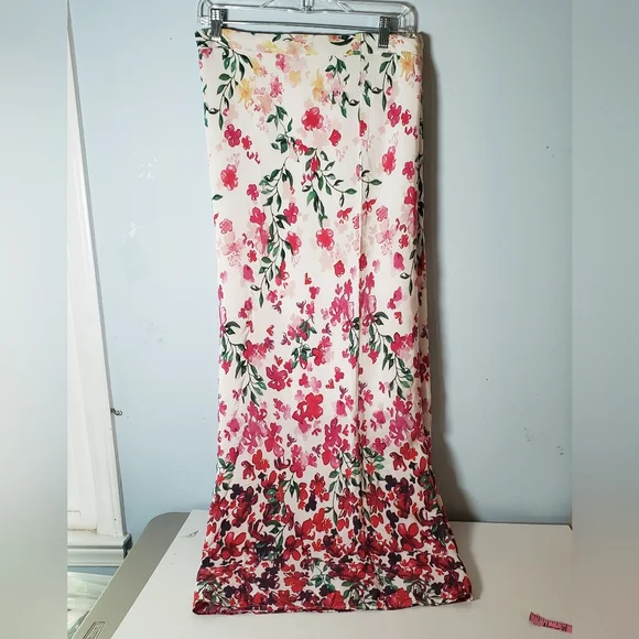 Marchesa Notte Designer Gradiant Floral Palazzo Pants Flowy Silky Huge Leg 20W - Picture 8 of 14